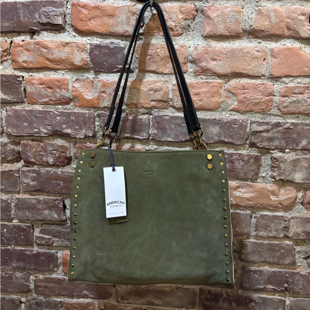 Stylish Green Shoulder Bag with Black Straps